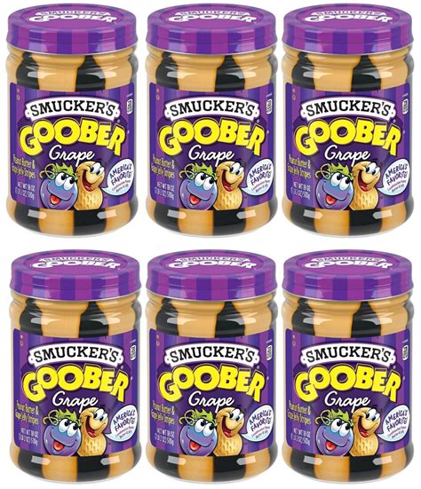 6 Pack Smucker's Goober Peanut Butter and Grape Jelly Stripes Size 18 ...