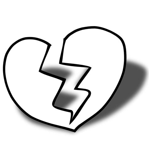 black and white broken heart png - Clip Art Library