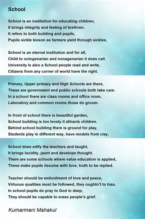 Short Poems About School