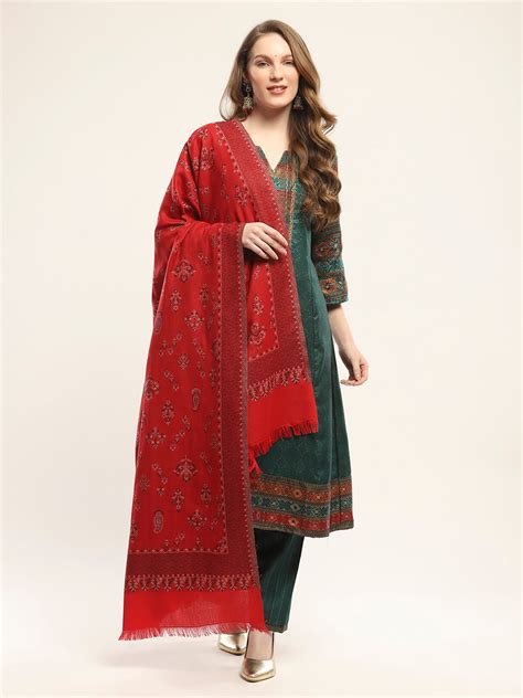 Buy Women Red Self Design Shawl Online in India - Monte Carlo