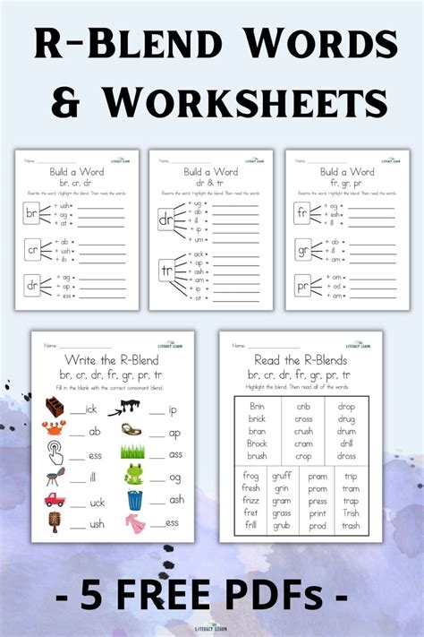 R Blends Words and Worksheets (5 Free Printables) - Literacy Learn