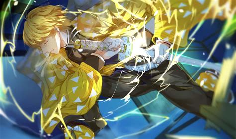 Download Demon Slayer Zenitsu Animated Illustration 4K Wallpaper ...