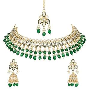 Buy I Jewels Gold Plated Traditional Kundan Pearl Meenakari Choker ...