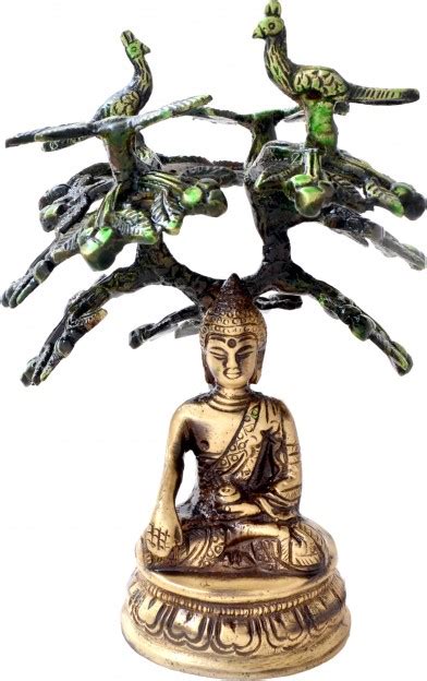 Buy Meditating Buddha Under Tree Brass Showpiece Online at Best Price