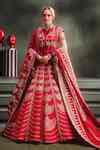 Buy Red , Organza Sequins, Embroidery Round Anar Bridal Lehenga Set For ...