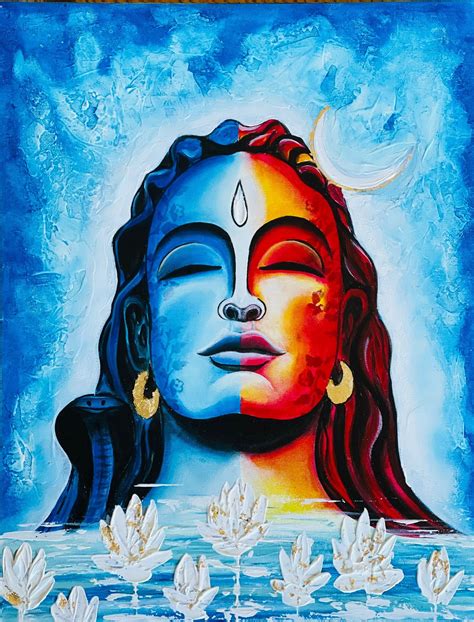 Buy Lord Shiva Original Acrylic Painting / Adiyogi /indian God Painting ...