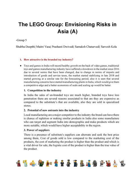 LEGO Assignment SHV - The LEGO Group: Envisioning Risks in Asia (A ...