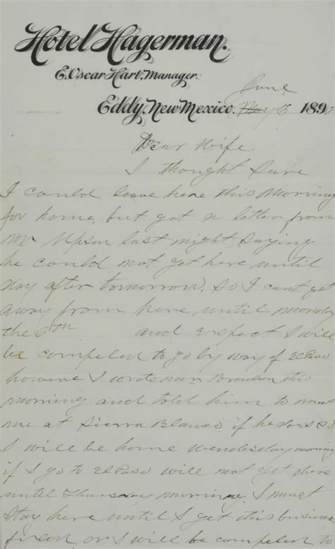 Bonhams : PAT GARRETT LETTER TO HIS WIFE. GARRETT, PATRICK FLOYD. 1850 ...