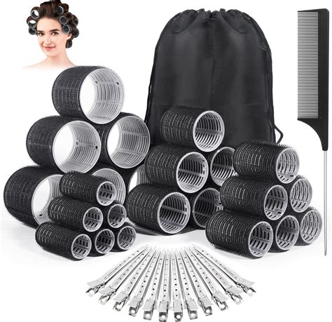 Amazon.com : Hair Curlers Set with 24 Rollers (6 Jumbo, 6 Large, 6 ...