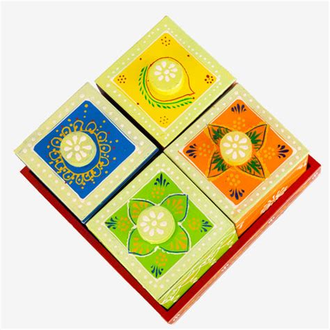 Wooden Dry Fruit Tray Box Set of 4 - Oxyroots Handicraft