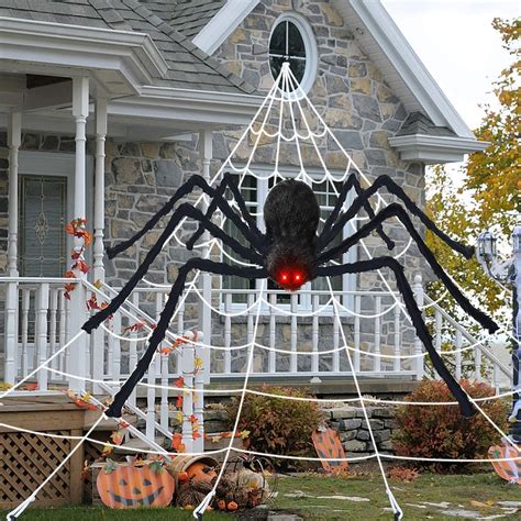 Bonbell Halloween Decorations, 49'' Giant Spider with Red LED Eyes ...