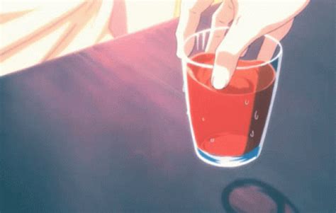 Anime Red Drink Aesthetic GIF - Red Aesthetic | GIFDB.com