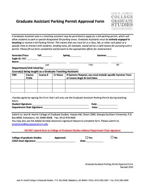 Fillable Online secure georgiasouthern Graduate Assistant Parking ...
