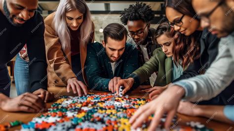 Premium Photo | Teamwork Puzzle Group of diverse business people ...