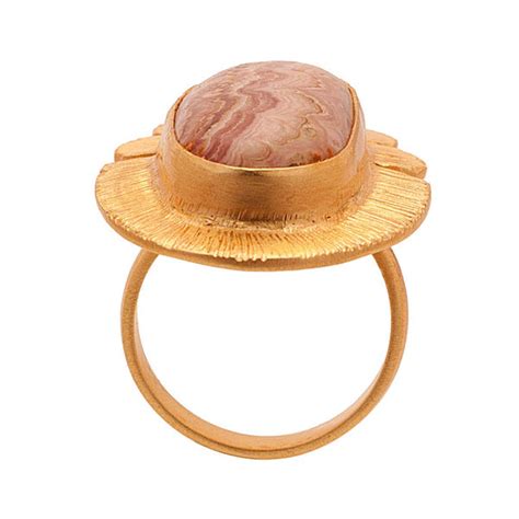 Marbled Pink Stone Studded Statement Golden Ring – VOYLLA