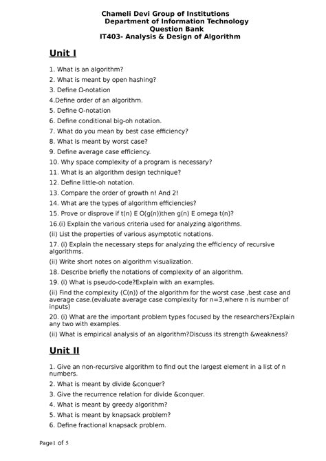 IT-IV-SEM-ADA-403-Question Bank 1548320344 - Chameli Devi Group of ...