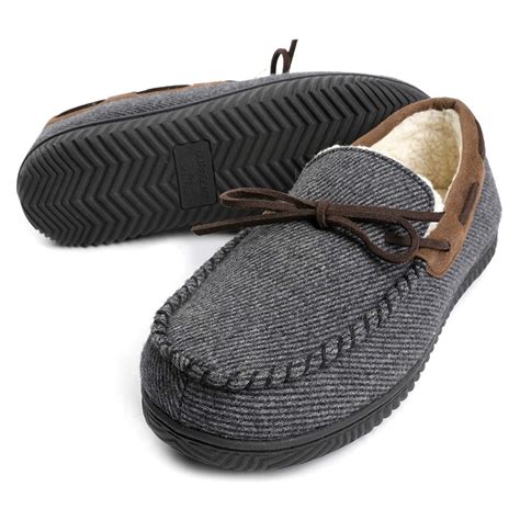 ULTRAIDEAS Men's Indoor/Outdoor Comfy Moccasin Slippers with Memory ...