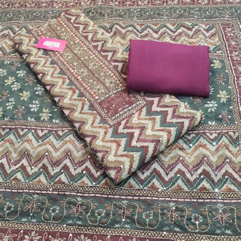 Set 32-6th June - Green & Wine Zig-Zag Printed Maheshwari - Katha ...