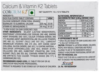 Corcium K2 225 Mg/5mg/45mcg | Order Corcium K2 225 Mg/5mg/45mcg Tablet ...
