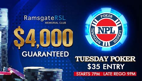 PLAY Poker Every Tuesday. $4000 Guaranteed Prize pool, Ramsgate RSL ...