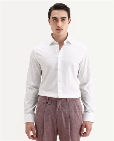 Rare Rabbit Men's Pedron-25 White Cotton Spread Collar Regular Fit Jac