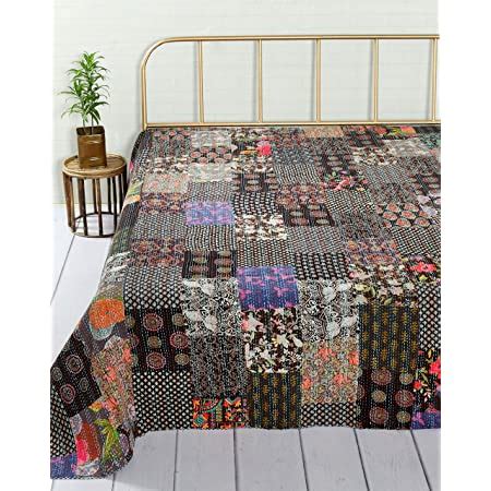 Buy HANDICRAFT-PALACE Patchwork Kantha Work Quilt Bedspread Gudari Hand ...