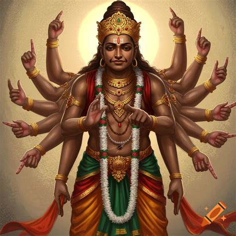 Hindu god with many hands pointing on Craiyon