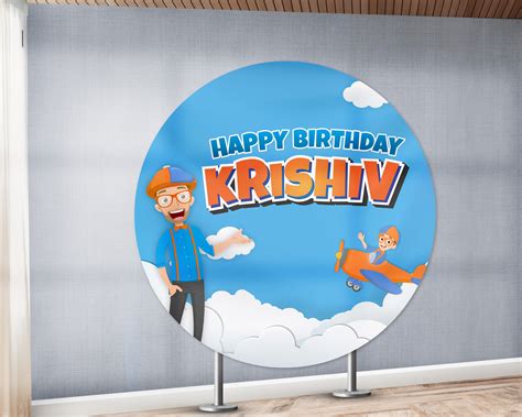 Blippi Theme Round Backdrop | Customized Birthday Party Decoration ...