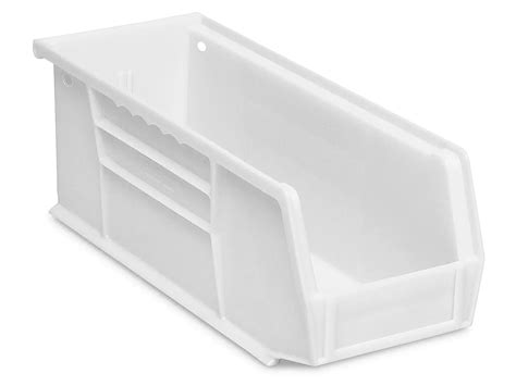 Plastic Stackable Bins - 11 x 4 x 4", White S-13536W - ULINE