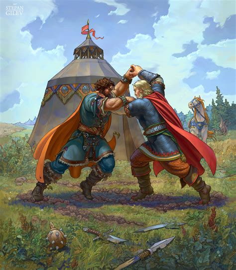 Stepan Gilev - Illustrations for the book " Dobrinya Nikitich ...