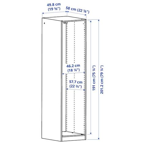 PAX Wardrobe frame, white, 50x58x201 cm - IKEA