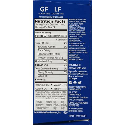 International Delight Half And Creamer Singles Nutrition Facts | Besto Blog
