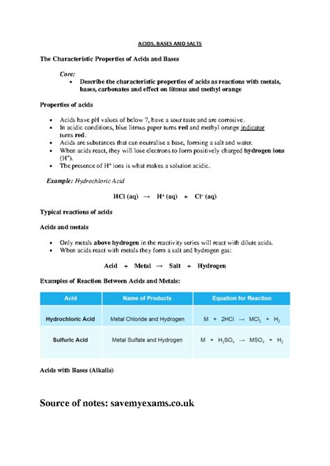 Acids bases and salts Apr 2024 - ACIDS, BASES AND SALTS The ...