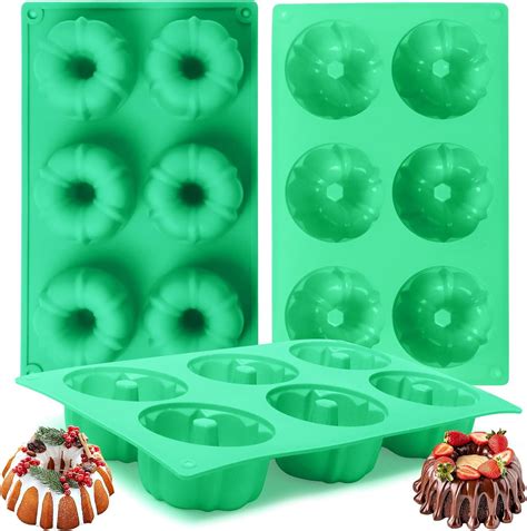 czyyul 3Pcs Mini Bundt Cake Pan Silicone Original Bundt Pan 6Cavity ...