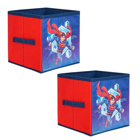 PrettyKrafts Fabric Superman Toys Organizer Storage Box for Kids (Blue ...