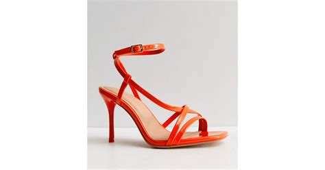Wide Fit Orange Strappy Stiletto Heel Sandals | New Look