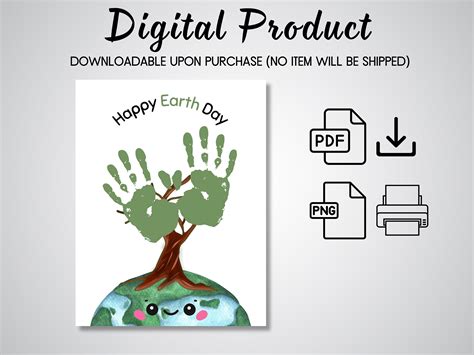 Printable Earth Day Handprint Art Craft Happy Earth Day Gift DIY Craft ...