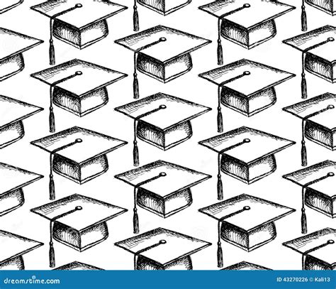 Sketch graduation cap stock illustration. Illustration of color - 43270226