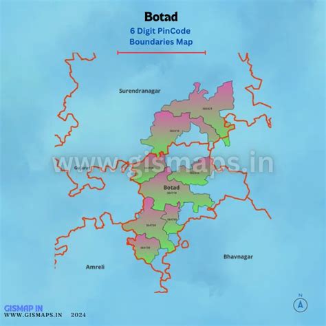 Botad PincodeBoundaries Map (Gujarat)