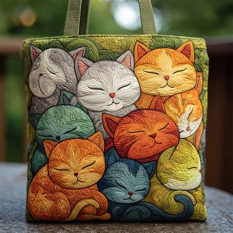 Sleeping Cat Quilted Tote Bag GFTOMA1697 – Quiltara
