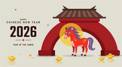 Chinese New Year 2026 illustration of Year of Horse cover, poster and ...