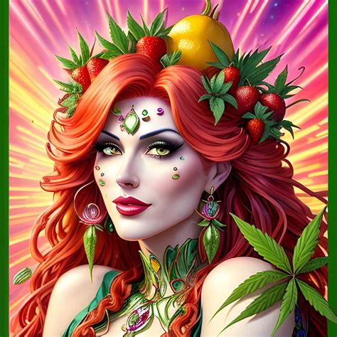 comic book version of young Strawberry Shortcake as a marijuana Goddess, pretty and highly ...