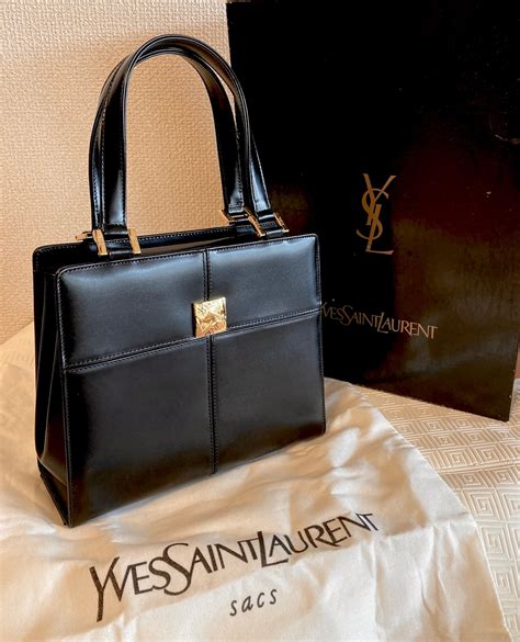 YSL "Square Shape" "Black Leather" Hand Bag -Dead Stock!- | CARBOOTS