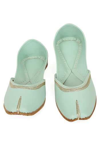 Buy Green Placement Embellished Juttis by NR BY NIDHI RATHI Online at ...