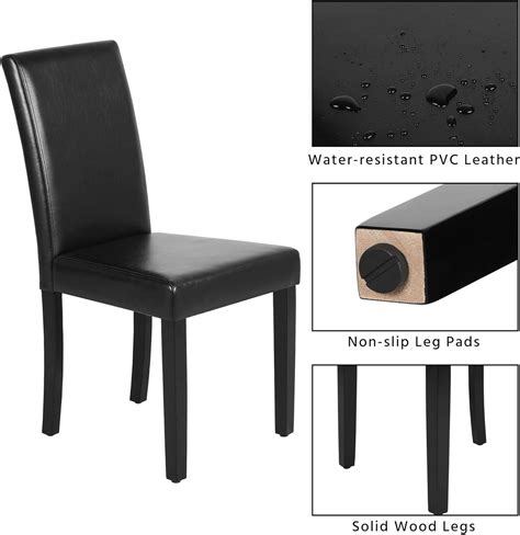 Buy Yaheetech 4pcs Modern Dining Room Chairs Faux Leather High Back ...