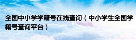 全国学籍号查询系统 小学学籍号在线查询_中学生学籍号查询平台