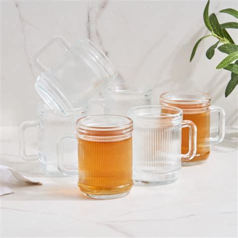 Buy Corsica Maria Set of 6 Glass Ribbed Mugs - 200ml from Corsica by ...
