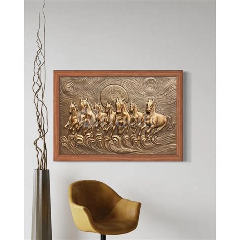 Buy 7 Horse Bronze Wall Painting Online - Artociti