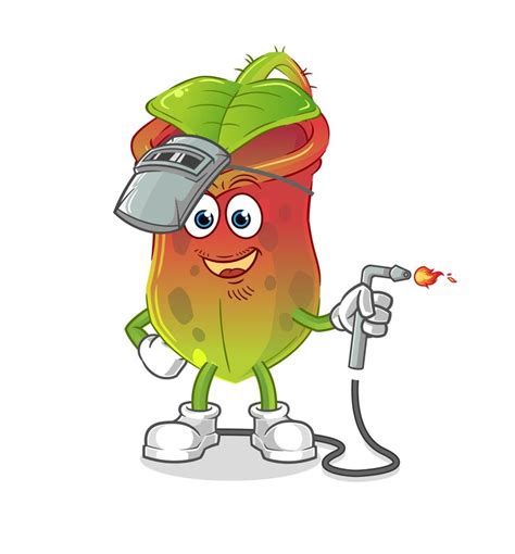 Mascote soldador Nepenthes. vetor de desenho animado | Vetor Premium