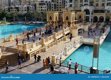 The View on Souk Al Bahar and Tourists are Near Dubai Mall Editorial Image - Image of arab, dusk ...